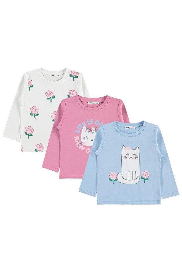 Cat Printed Set of 3 Sweatshirts for Ages 2-5 - Standard 4-5 Years