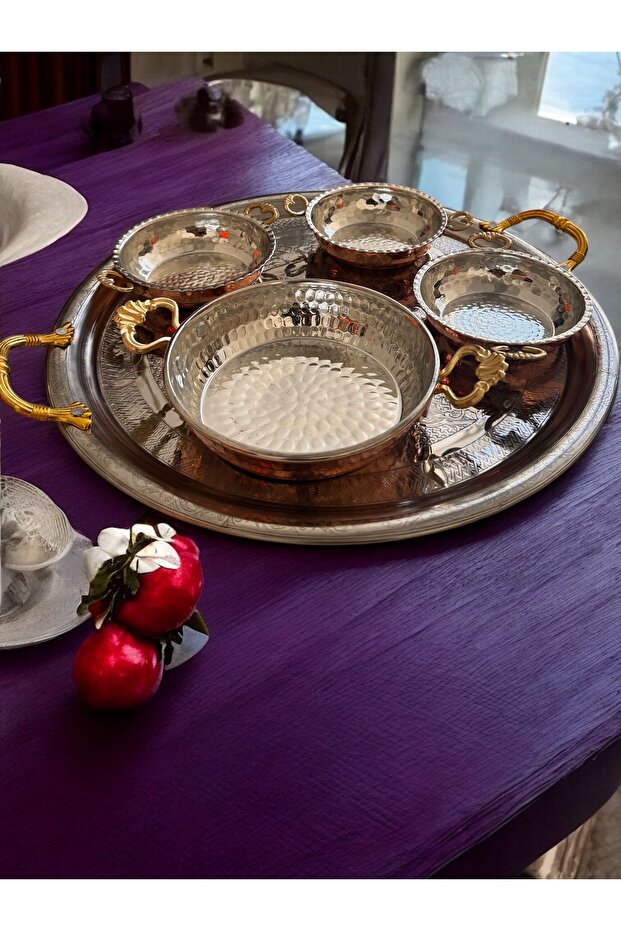 طقم صواني تقديم نحاسية للإفطار - 7