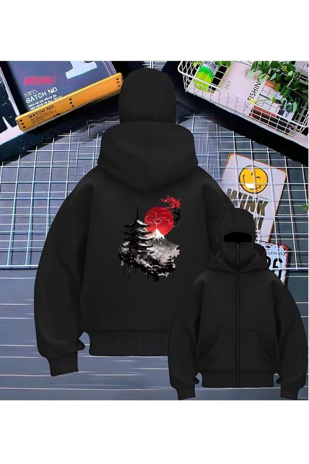 Snow Masked Ninja Unisex Sweatshirt Cardigan 2Strands Thick Fleece