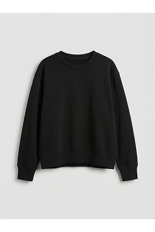 Women's Black Crew Neck Sweatshirt