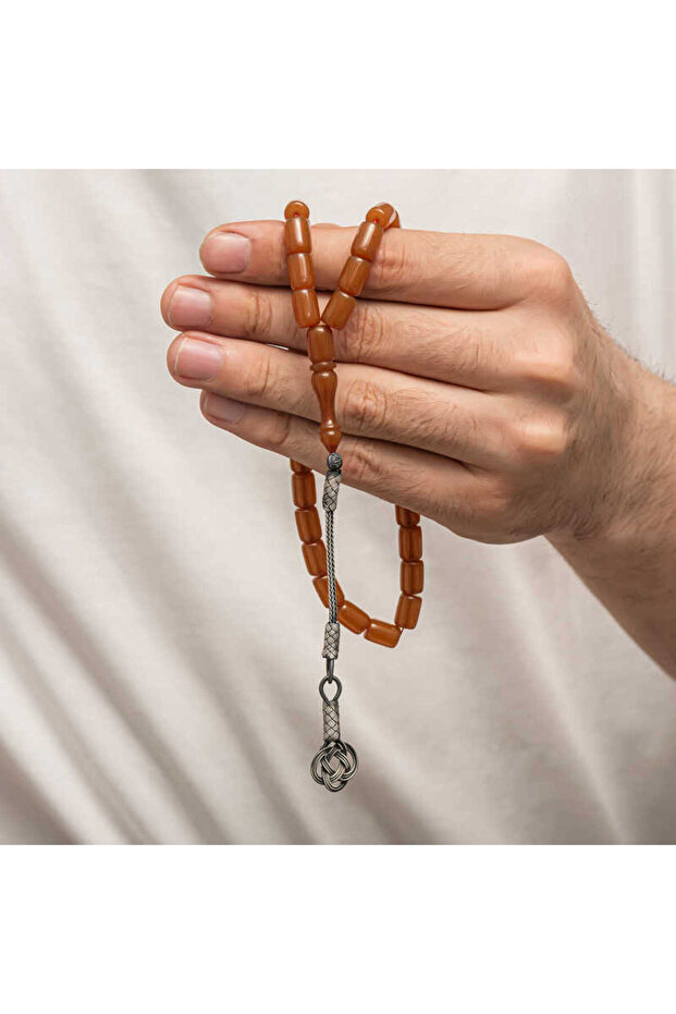 Silver Kazaz Tasseled Tight Amber Rosary
