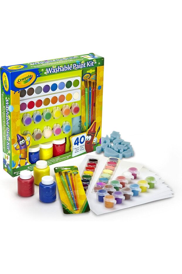 Washable Paint Set for Kids – 40-Piece Art Supplies Kit | Non-Toxic Washable Paints for School Projects, Crafts & Creative Fun