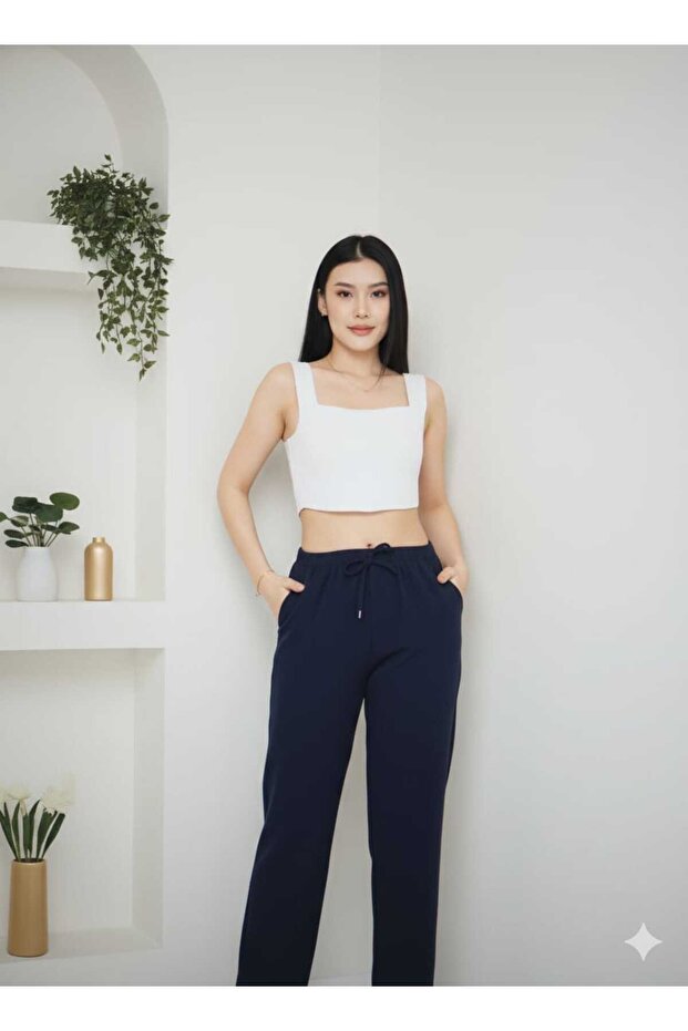 Slim Denim Linen Fabric Women's Pants