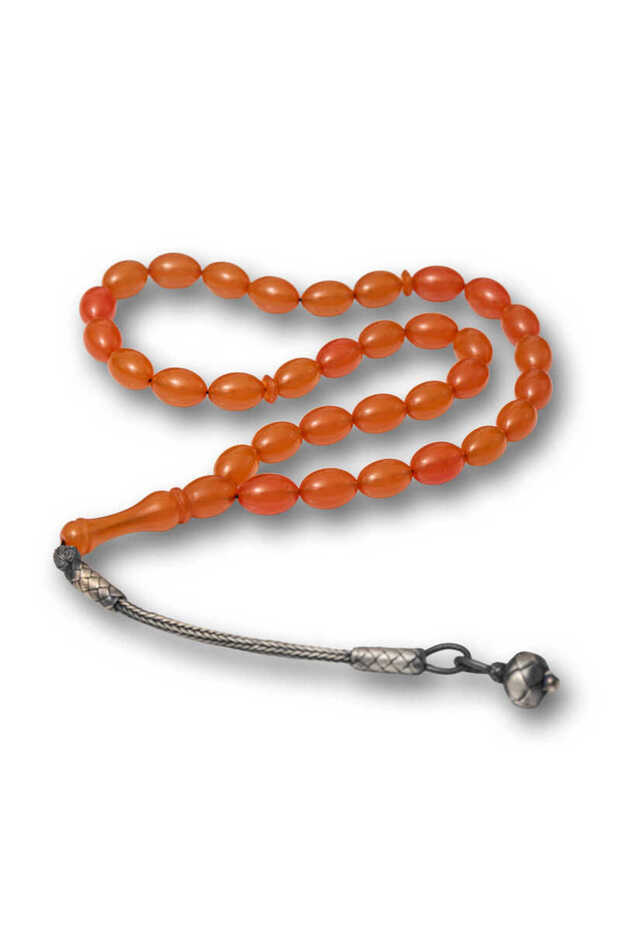 Silver Kazaz Tasseled Tight Amber Rosary