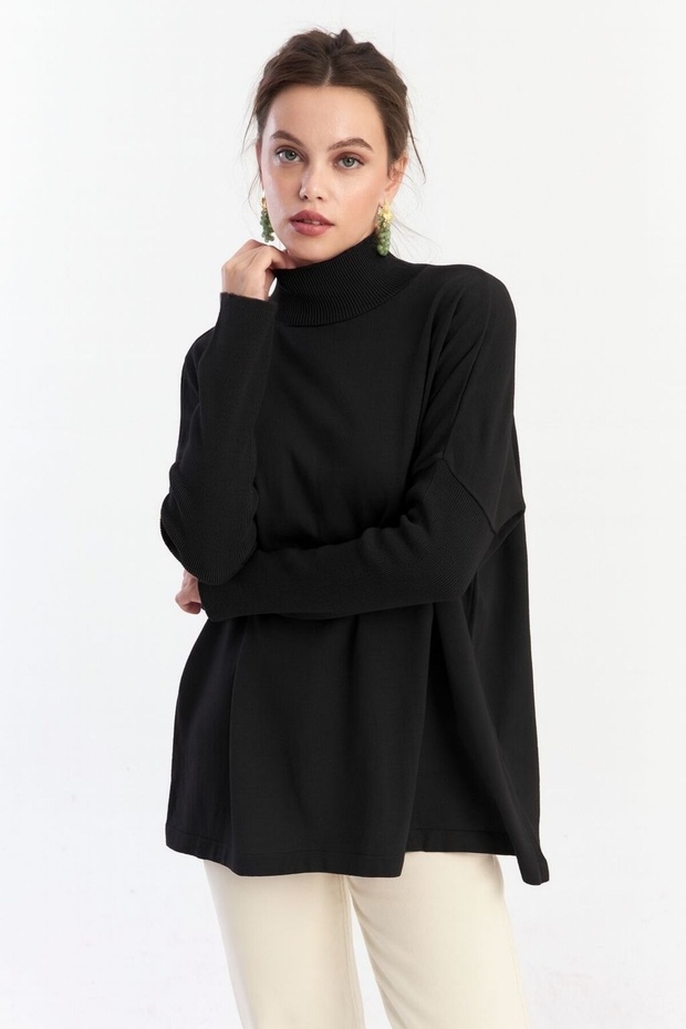 Women's Black Casual Knit Blouse Be312