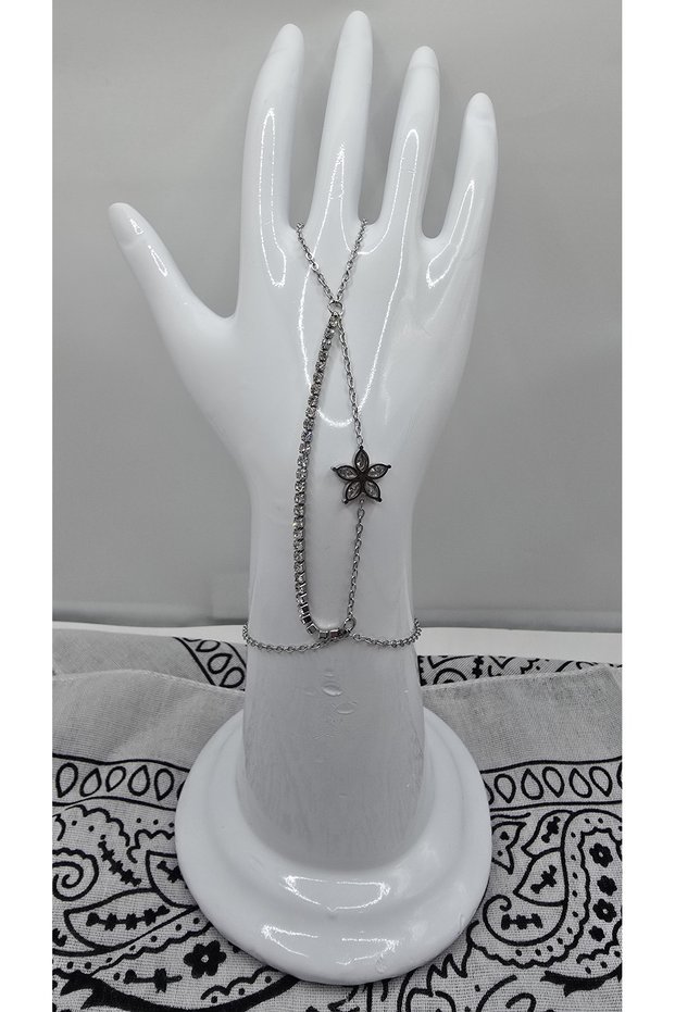 Stainless Steel Silver Color Waterway Lotus Flower Zircon Stone Shahmeran
