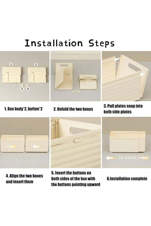 صندوق تخزين منزلق قابل للتكديس والطي والتعديل، مكون من 3 قطع/مجموعة - 5