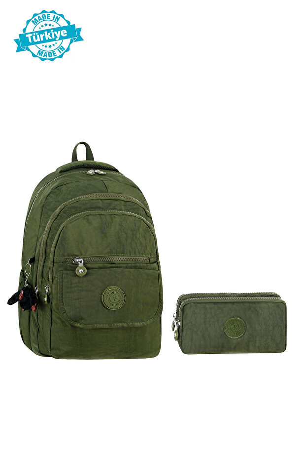 New Season Licensed Crinkle Fabric Backpack, School Bag, and Pencil Case with Two Pockets