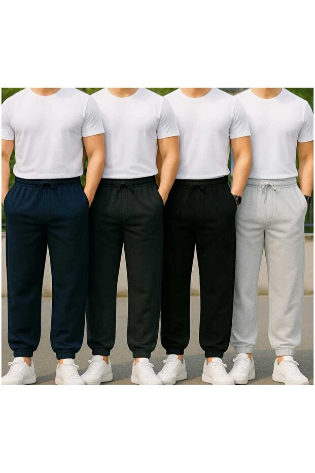 (4) Men's Sweatpants with Elasticated Legs and Pockets, Comfortable Sweatpants