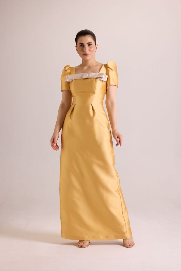 Tafta Elbise Sarı - 3