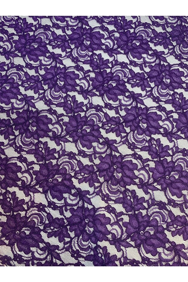 Dark Purple Cord Lace Fabric – Floral Pattern