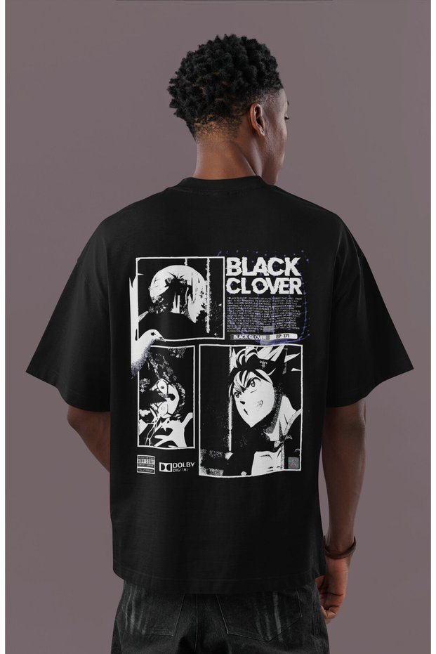 Design Black Clover Manga Back Printed Unisex Oversized Anime T-Shirt
