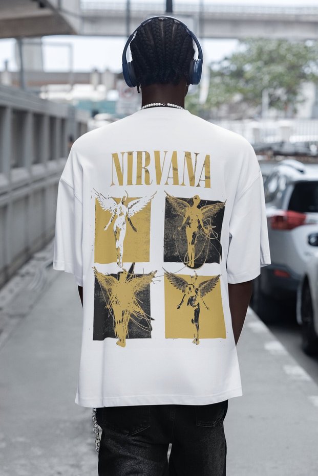 Nirvana Rock Metal Back Printed Unisex Oversized Music Band t Shirt