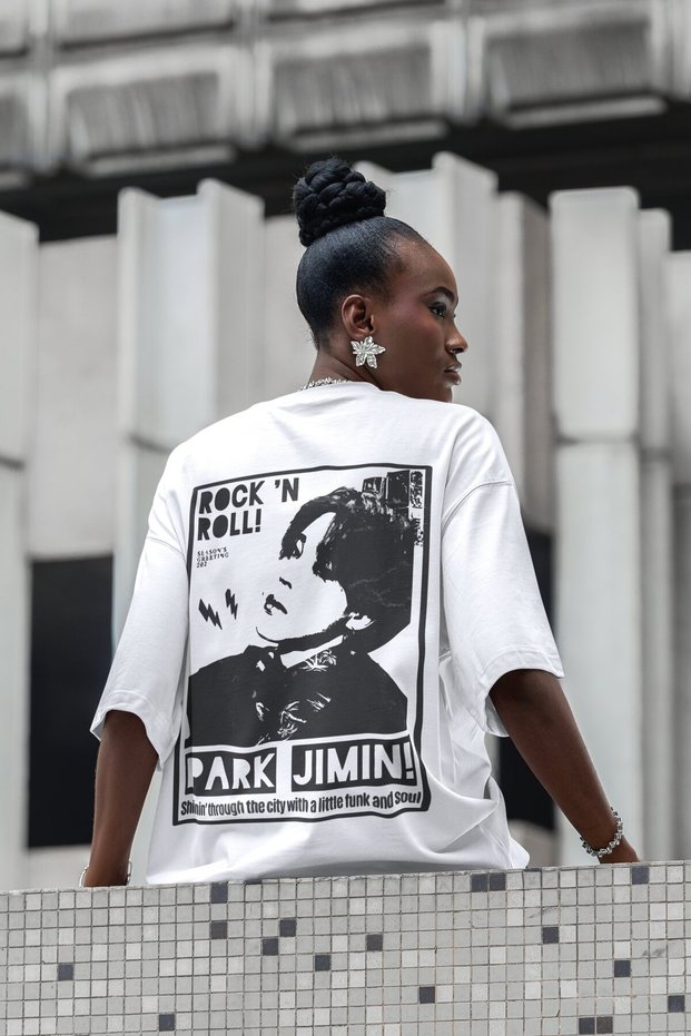 Rock in Roll Park Jimin Back Printed Unisex Oversized Singer T-Shirt