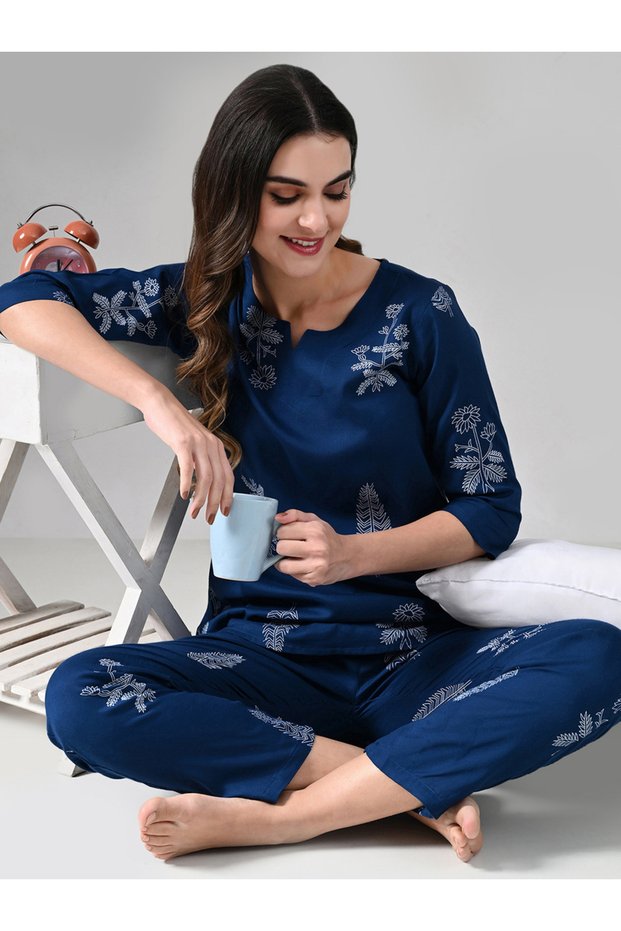 Women Printed 3/4 Sleeves Top and Pyjama Set