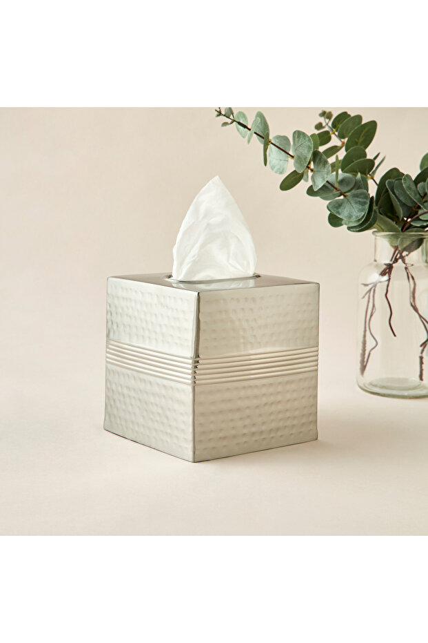 Metallic Hammered Tissue Box