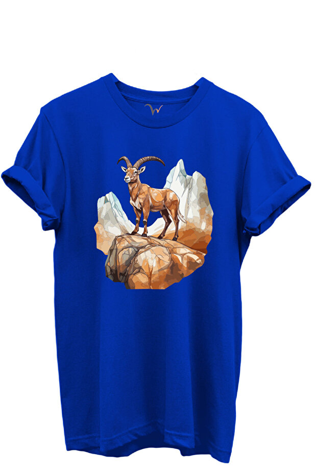 Mountain Goat Design Hunting Concept 100% Cotton Regular Fit Crew Neck Unisex T-Shirt