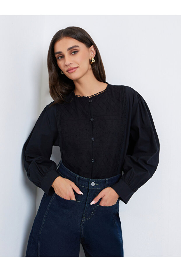 Women Embroidered Front Panel Blouse