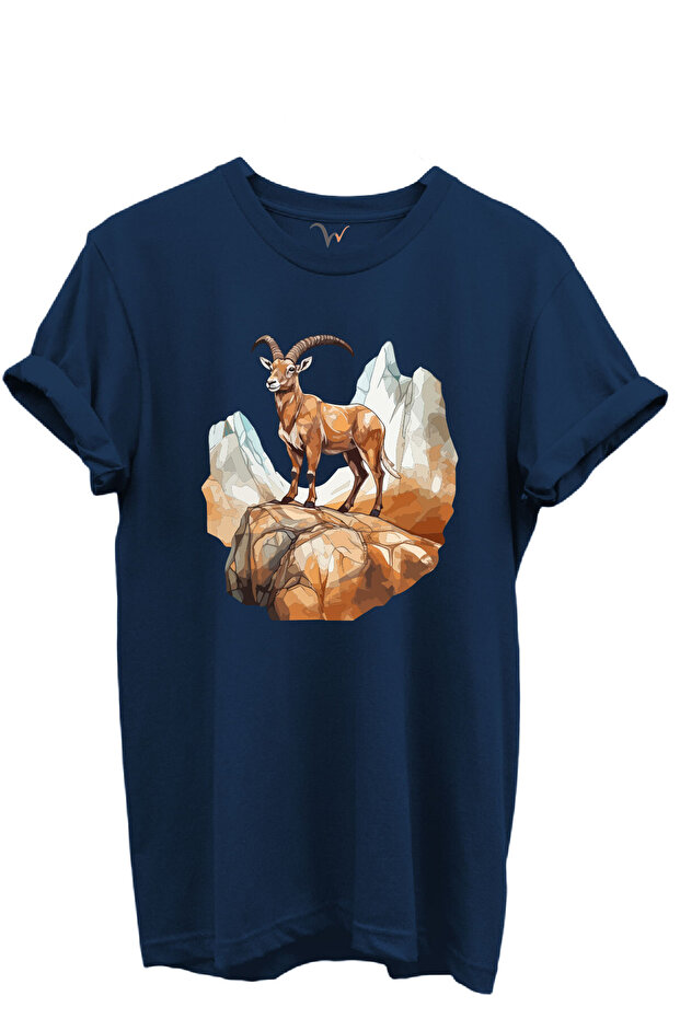 Mountain Goat Design Hunting Concept 100% Cotton Regular Fit Crew Neck Unisex T-Shirt