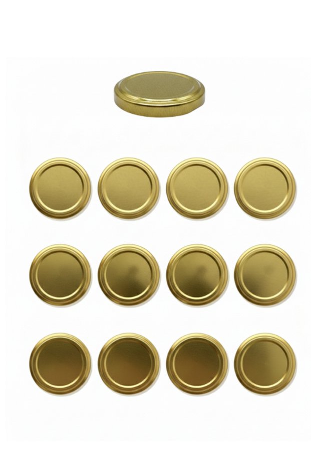 12 Pieces of Gold Jar Lids – 53mm (Compatible with 190Cc Jars)