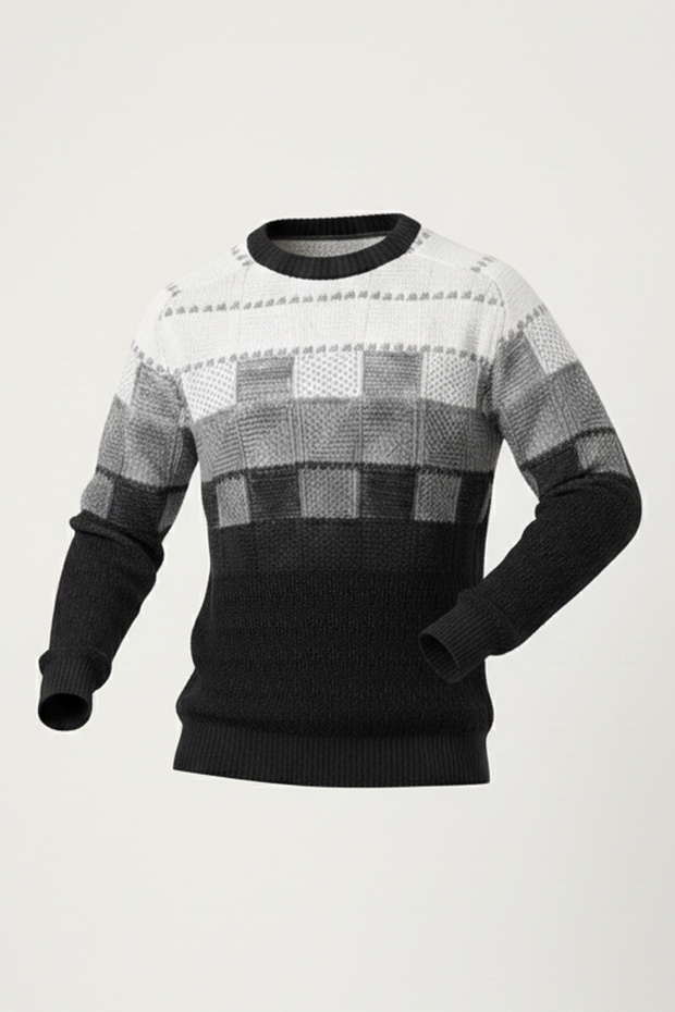 سترة رجالية بياقة دائرية ونقشة هندسية - 4