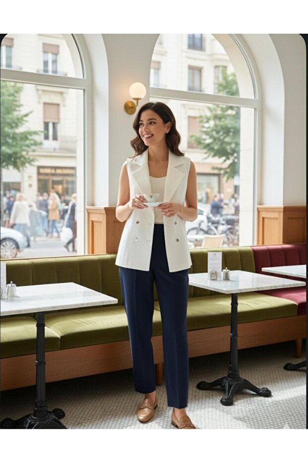 çelik krem yelek - 1