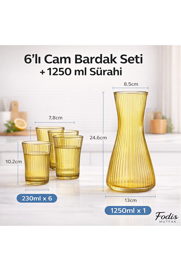 mutfak 7 parça sürahi takımı bambu - 3