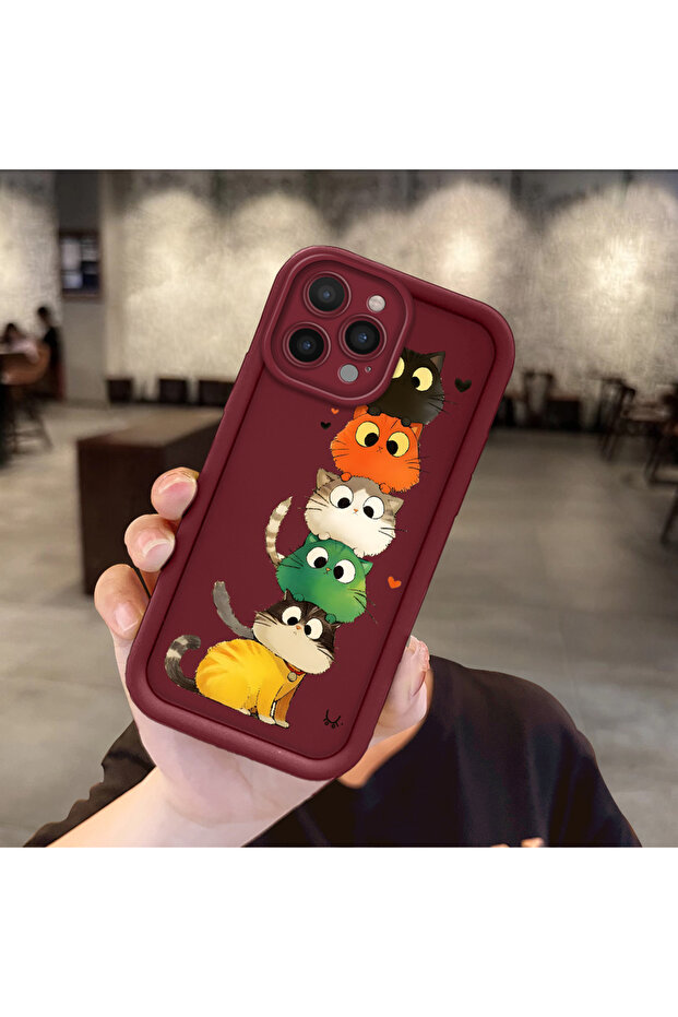 iPhone 14 Pro Compatible Camera Protected Cat Pattern Soft Silicone Phone Case - 2