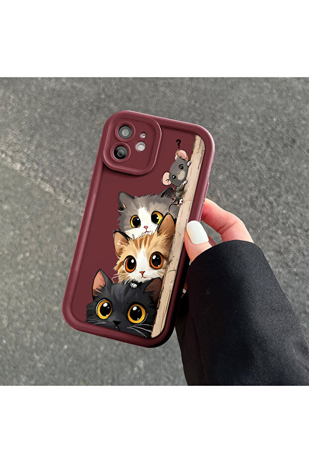 غطاء هاتف من السيليكون الناعم بنمط القطط مع حماية للكاميرا متوافق مع آيفون 15 - 6