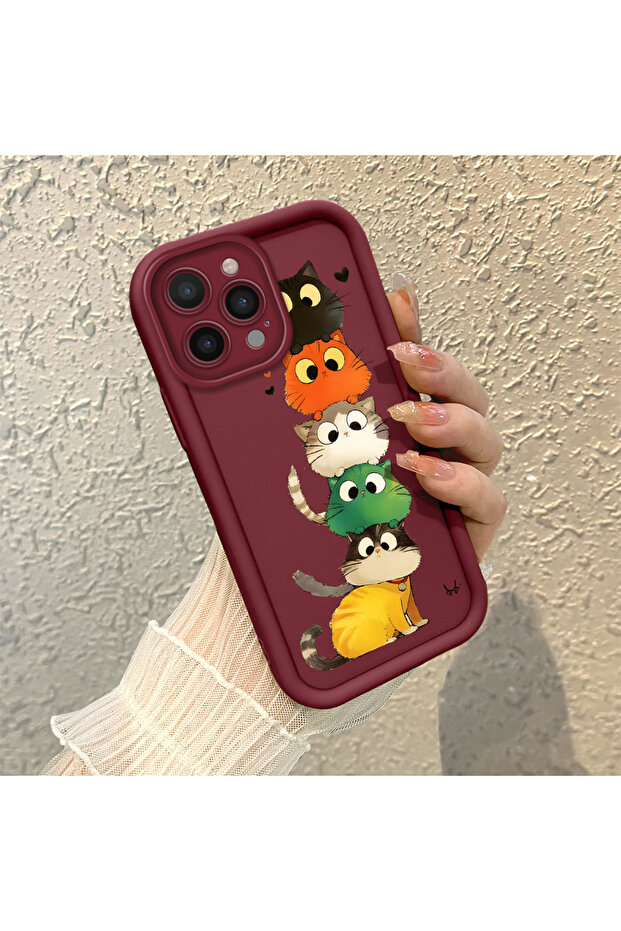 iPhone 14 Pro Compatible Camera Protected Cat Pattern Soft Silicone Phone Case - 1