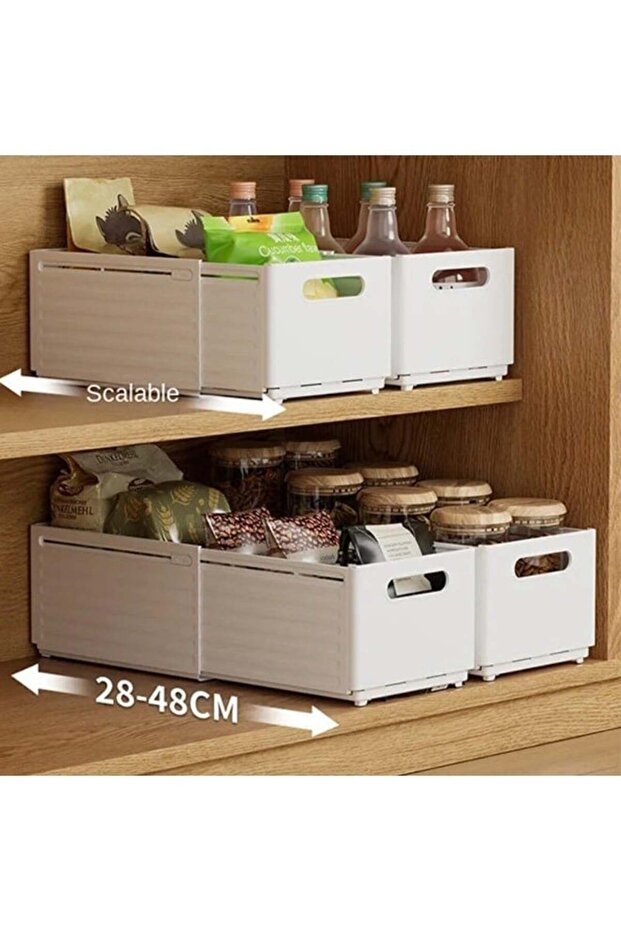 صندوق تخزين منزلق قابل للتكديس والطي والتعديل، مكون من 3 قطع/مجموعة - 4