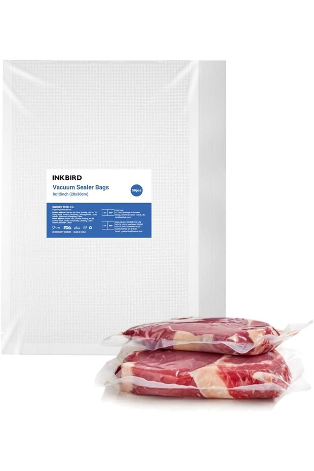 INKBIRD Vacuum Sealer Bags 50 Pack, Pre-Cut Food Storage Bag 20x30cm
