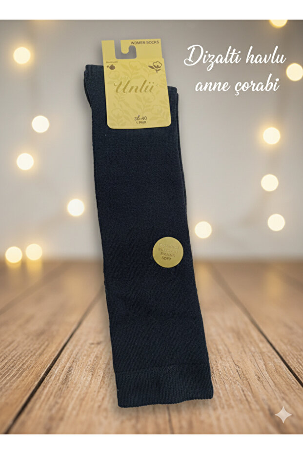 Knee-High Long Socks, Towel-Like Thick, Black, 3 Pairs, Size 36-40