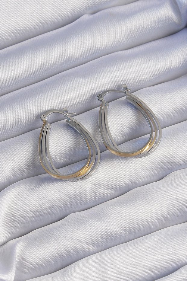 Brass Gold Silver Rkli Oval Multi-Look Earrings