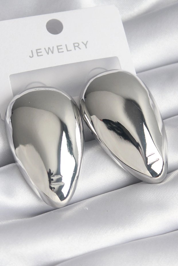 Brass Silver Rk Almond Model Women's Earrings