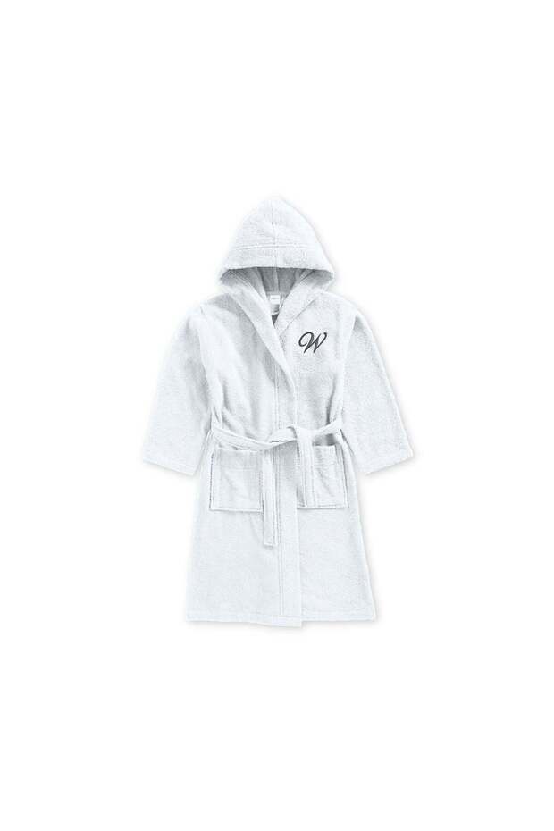 Kids Hooded Bathrobe | Monogrammed Letter 'W' | Soft Cotton Comfort