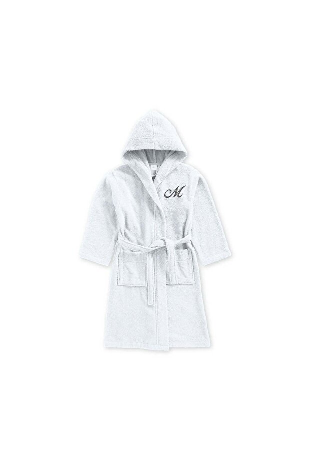 Kids Hooded Bathrobe | Monogrammed Letter 'M' | Soft Cotton Comfort