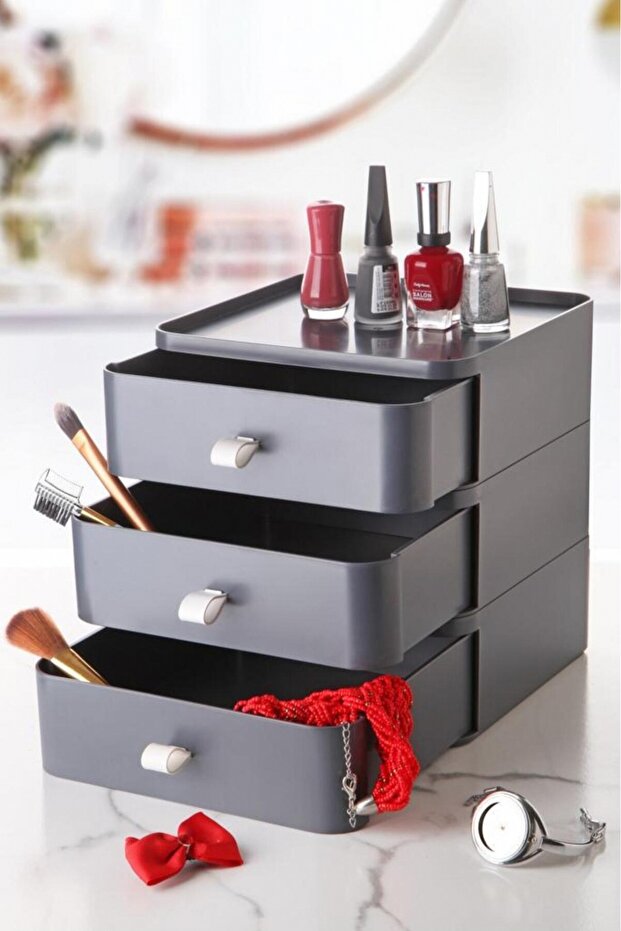 3-Tier Jewelry, Makeup and Cosmetic Organizer Drawer, Office Desk Organizer, Multi-Purpose Desk Organizer