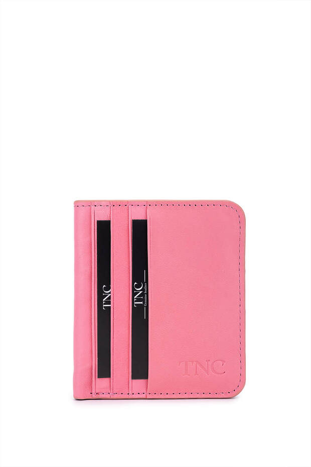 Unisex Genuine Leather Pink Card Holder