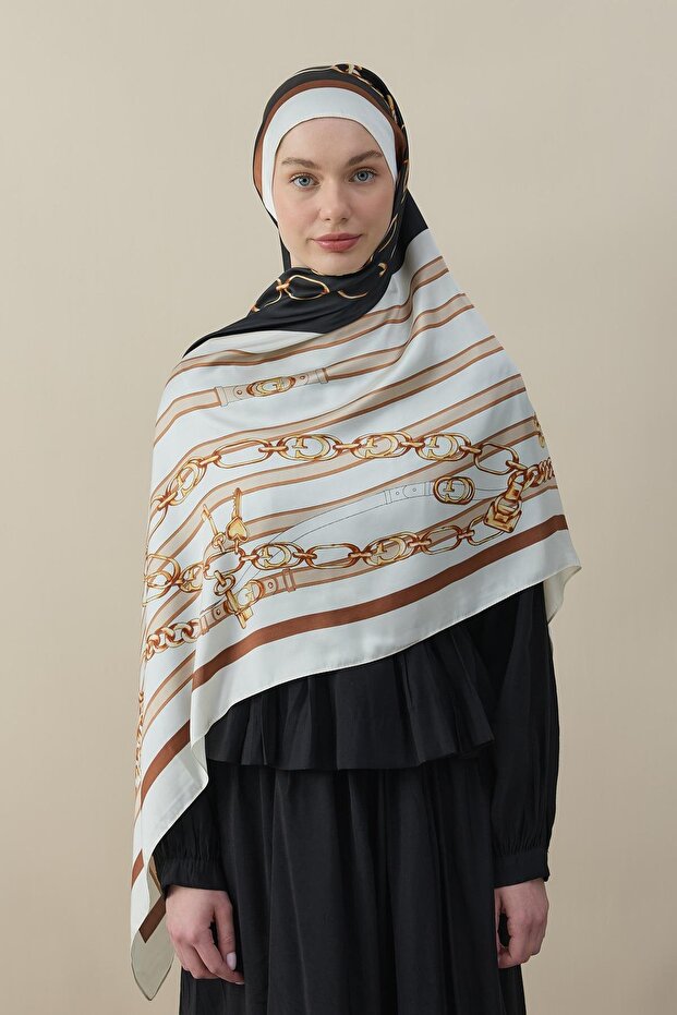 Elegant Links Voile Silk Shawl Black