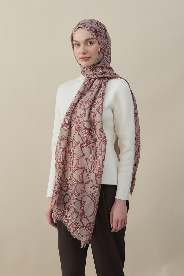 Vespa Pattern Wool Silk Shawl