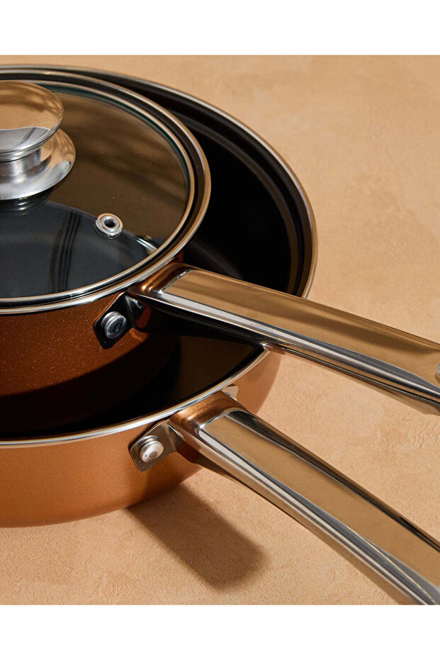 طقم أواني طهي دائرية بلون الصدأ (9 قطع) - 6