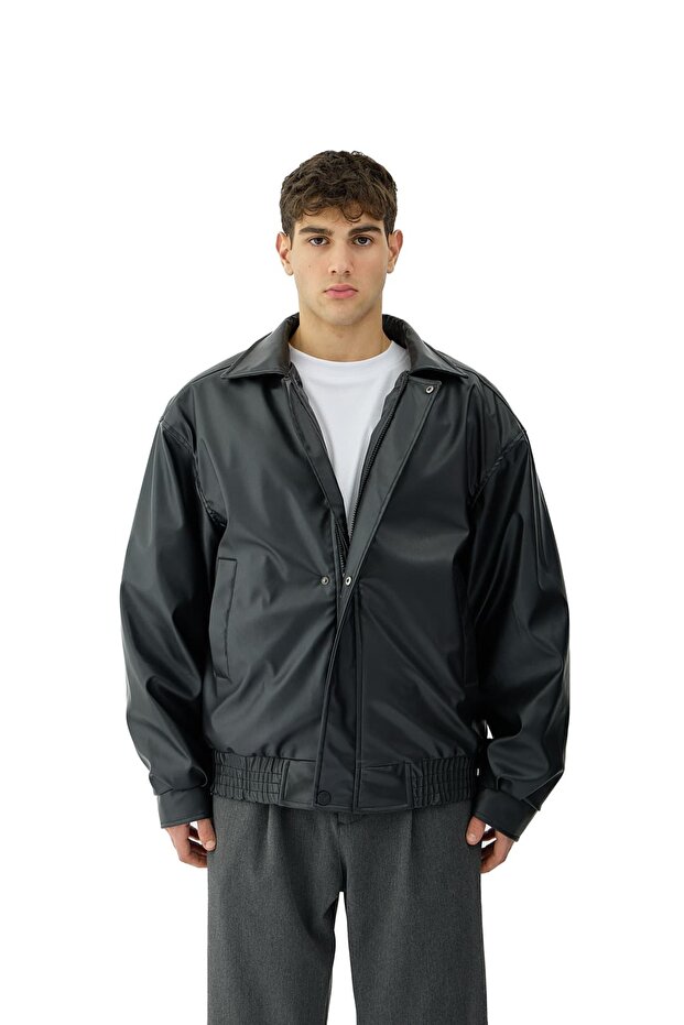 سترة جلدية من التسعينيات قصة فضفاضة - 1