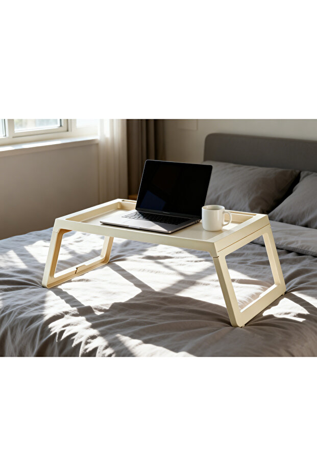 طاولة قهوة قابلة للطي، متعددة الوظائف وقابلة للنقل، طاولة للأجهزة اللوحية/الكمبيوتر، طاولة إفطار فوق السرير - 2