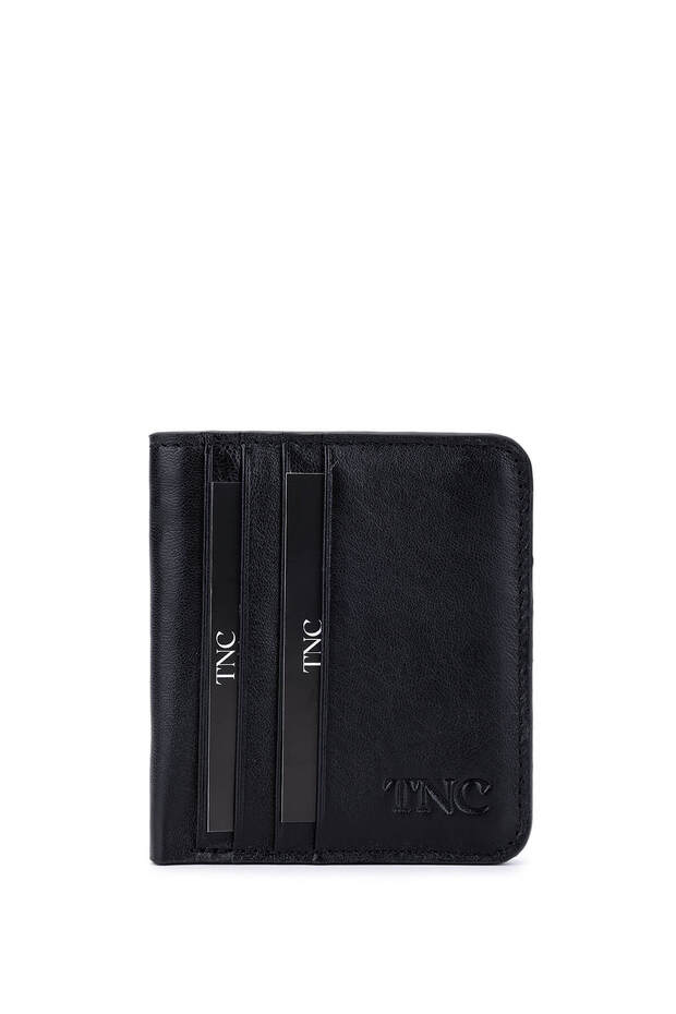 Unisex Genuine Leather Black Card Holder