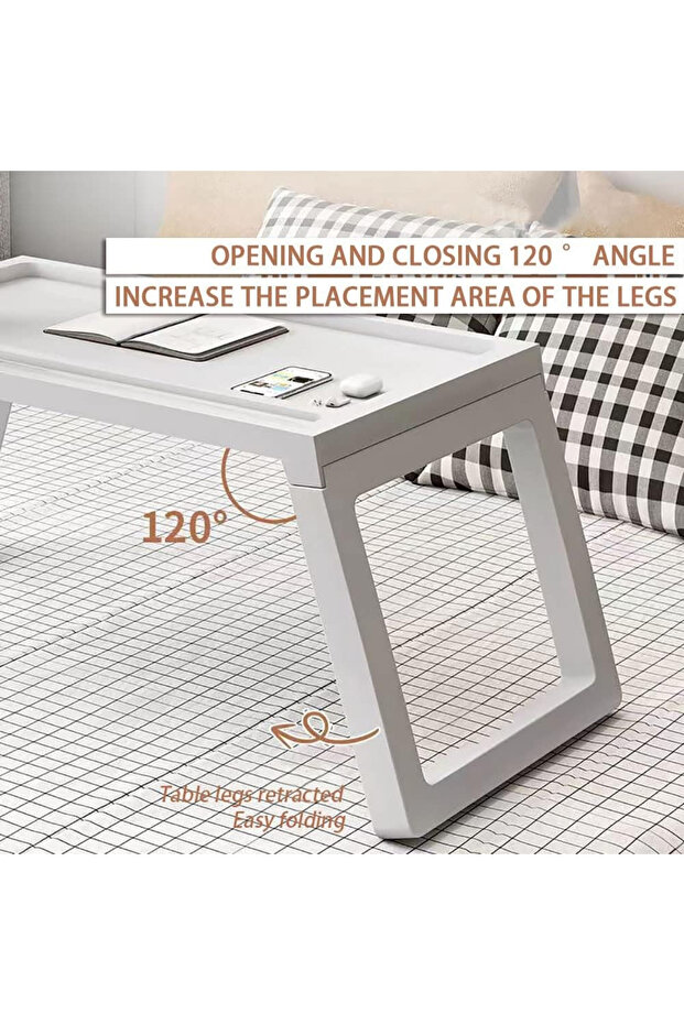 Foldable Coffee Table, Multi-Functional Portable, Tablet - Computer Table Overbed Breakfast Table - 5