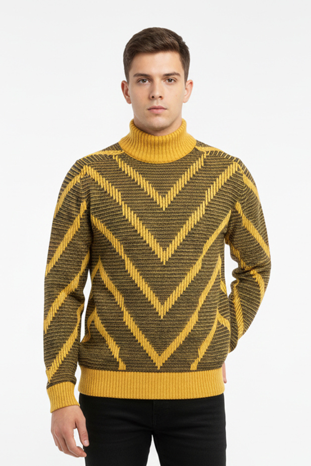 Men's Half Turtleneck Blocky Sweater