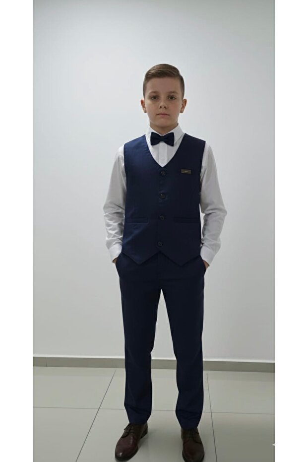 Limi Boys' Casual Stylish Linen Vest Shirt Pants 3-Piece Set