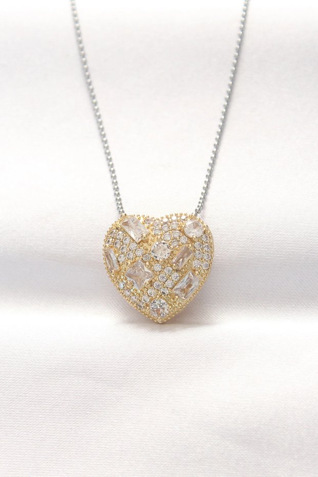316L Steel Double Rk Zircon Stone Necklace