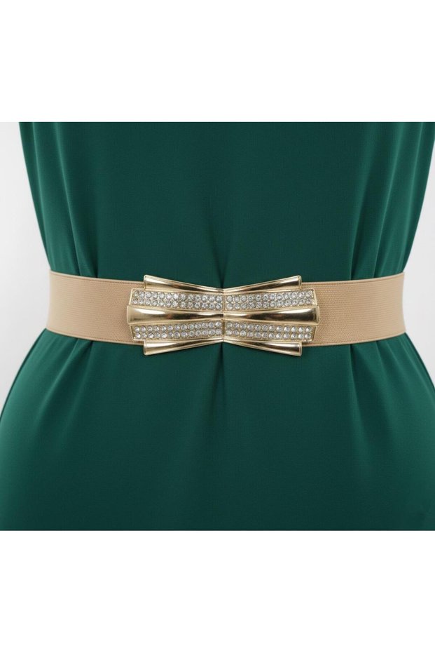 Gold Buckle Elastic Belt Women's Belt Dress Belt Shirt Belt Coat Belt